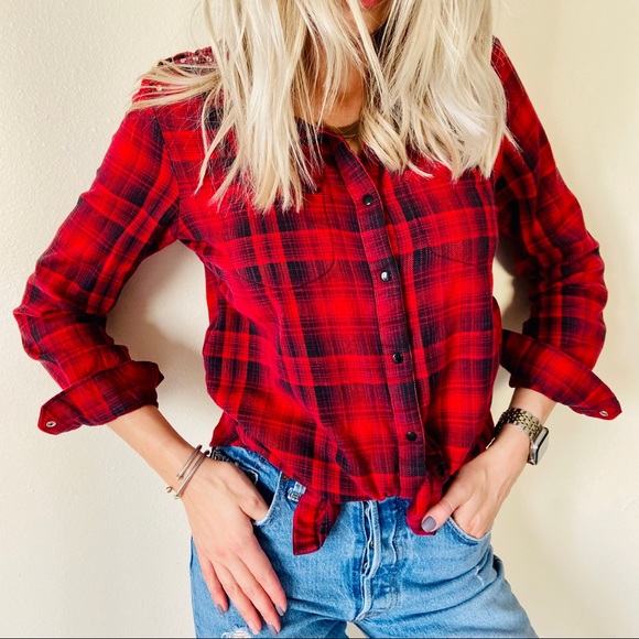 Sandro Tops - Sandro checked studded button down plaid shirt